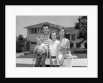 1960s family portrait in front of horse by Anonymous