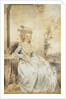 Portrait of Queen Charlotte, Seated by a Table with a Landscape Beyond by John Downman