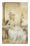 Portrait of Queen Charlotte, Seated by a Table with a Landscape Beyond by John Downman