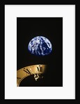Earth and clock face at 11:57 by Anonymous