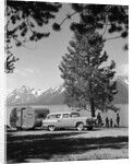1950s family station wagon and camper at Jackson Lake, Wyoming by Anonymous