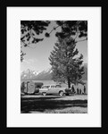 1950s family station wagon and camper at Jackson Lake, Wyoming by Anonymous