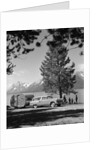 1950s family station wagon and camper at Jackson Lake, Wyoming by Anonymous
