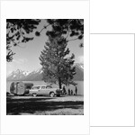 1950s family station wagon and camper at Jackson Lake, Wyoming by Anonymous