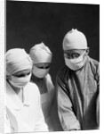 1920s 1930s doctor and two nurses wearing surgical masks by Anonymous