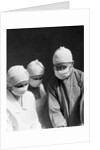 1920s 1930s doctor and two nurses wearing surgical masks by Anonymous