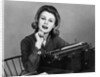 1960s smiling secretary with a typewriter by Anonymous