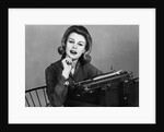 1960s smiling secretary with a typewriter by Anonymous