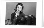 1960s smiling secretary with a typewriter by Anonymous
