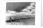 1860s 1870s line of covered wagons crossing American plains by Anonymous