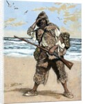Robinson Crusoe surprised to find out the footprint of a bare foot by Anonymous
