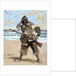 Robinson Crusoe surprised to find out the footprint of a bare foot by Anonymous