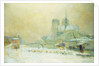 View of Notre Dame, Paris, from the Quai de la Tournelle: Snow Effect by Albert Lebourg
