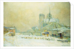 View of Notre Dame, Paris, from the Quai de la Tournelle: Snow Effect by Albert Lebourg