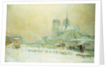 View of Notre Dame, Paris, from the Quai de la Tournelle: Snow Effect by Albert Lebourg