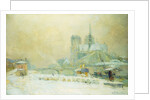 View of Notre Dame, Paris, from the Quai de la Tournelle: Snow Effect by Albert Lebourg