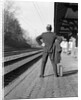 1950s 1960s man waiting for a train by Anonymous