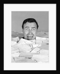 1960s portrait of bug-eyed man buried by bills by Anonymous