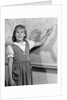 1960s school girl pointing to map of the USA by Anonymous