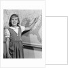 1960s school girl pointing to map of the USA by Anonymous