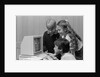 1980s boys and girl playing games on a computer by Anonymous