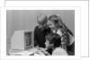 1980s boys and girl playing games on a computer by Anonymous