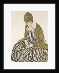 Edith with Striped Dress, Sitting by Egon Schiele