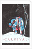 Carnival Clowns in Snow at Night by Anonymous