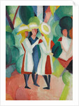 Three Girls in Yellow Straw Hats I by August Macke