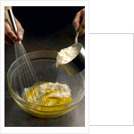 Adding hot rice to egg yolks by Anonymous