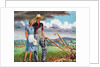 American Couple Standing with a Plow on their Rural Farm. by Anonymous