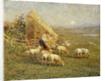 A Shepherd and his Sheep in a Meadow by Tom Griffiths