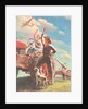 Farmer and Son Waving to Airplane by Anonymous