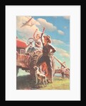 Farmer and Son Waving to Airplane by Anonymous