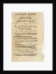 Title page from Thomas Payne's Common Sense pamphlet by Anonymous