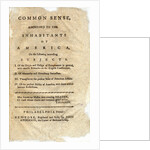 Title page from Thomas Payne's Common Sense pamphlet by Anonymous