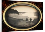 Daguerreotype of couples standing in front of Niagara Falls by Platt D. Babbitt