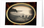 Daguerreotype of couples standing in front of Niagara Falls by Platt D. Babbitt