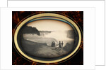 Daguerreotype of couples standing in front of Niagara Falls by Platt D. Babbitt