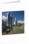 Boat on the Singapore river, the Cavenagh Bridge and the downtown by Anonymous
