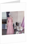 Grandma is all dressed up and standing next to a TV, ca. 1965 by Anonymous