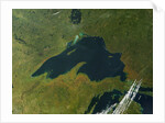 Satellite view of Lake Superior with fall colors by Anonymous