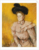 Woman in a Black Hat and a Raspberry Pink Costume by Mary Cassatt