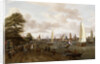 A Panoramic View of Amsterdam with a barge and smallships on the Buiten-Amstel by Abraham Storck