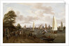 A Panoramic View of Amsterdam with a barge and smallships on the Buiten-Amstel by Abraham Storck