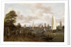 A Panoramic View of Amsterdam with a barge and smallships on the Buiten-Amstel by Abraham Storck