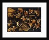 Imaginary Animals and Dwarfs Fighting, Drinking and Carousing attributed to Faustino Bocchi by Corbis