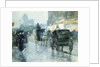 Horse Drawn Cabs at Evening, New York by Frederick Childe Hassam