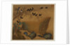 Mynah birds gathering in a tree by a stream from an album of bird paintings by Gao Qipei