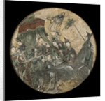 A Polychrome Fresco Depicting a Female Dignitary holding a Ruyi Scepter while Seated in a Phoenix Drawn Chariot by Anonymous